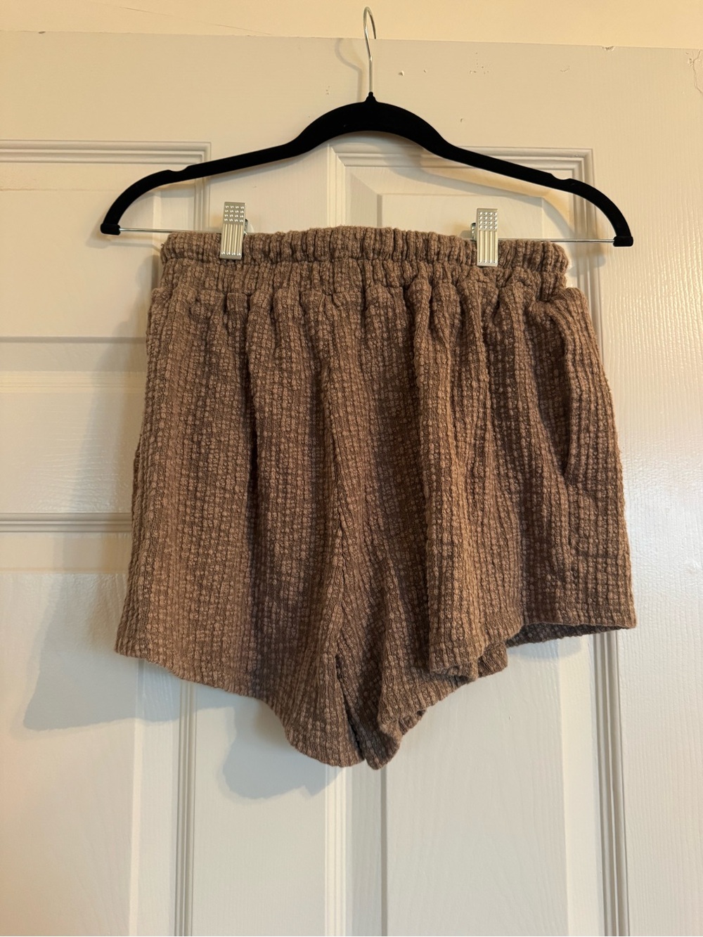 Free People Taupe Waffle Knit Button Cardigan & Shorts Set - Picture 7 of 8